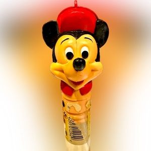 VTG RARE MICKEY MOUSE DISNEY VALENTINE CONVERSATION HEART TUBE RED BLACK 11.5”